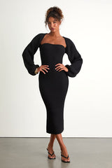 Autumn Aura Black Ribbed Two-Piece Sweater Dress