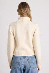 Snuggly Touch Ivory Cable Knit Turtleneck Sweater
