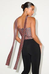 Copeland Black Floral Velvet Sash Scarf Strapless Crop Top