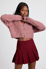 Alyne Burgundy Knit Mid-Rise Pleated Mini Skirt