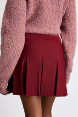 Alyne Burgundy Knit Mid-Rise Pleated Mini Skirt