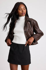 Rahlina Black Suede Mid-Rise Mini Skirt