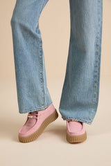 Torhill Bee Dusty Rose Suede Leather Flatform Lace-Up Loafers