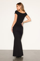 Katerina Black Twist-Front Off-The-Shoulder Maxi Dress