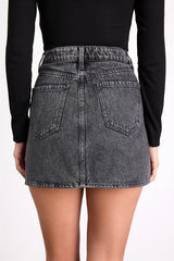 Stash Washed Black Denim Rhinestone Mini Skirt
