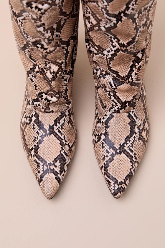Alexandria Snake Knee-High Kitten Heel Boots