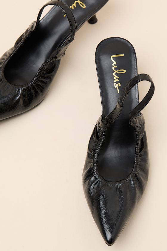 Corbett Black Ruched Slingback Pointed-Toe Pumps