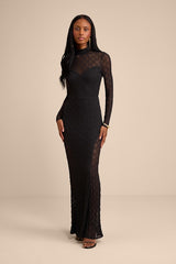 Callaway Black Textured Mock Neck Maxi Dress