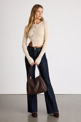Paxlynn Beige Ribbed Asymmetrical Cardigan Top