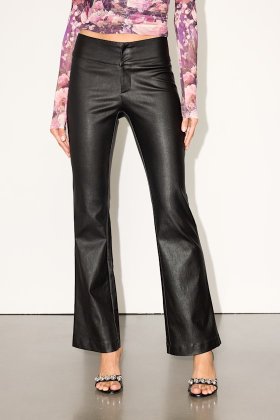 Hanson Black Coated Low-Rise Bootcut Pants