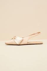 Kyleigh Champagne Satin Bow Slingback Flats