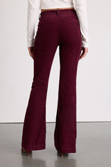 Relia Wine Red Corduroy High-Rise Flare Pants