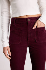Relia Wine Red Corduroy High-Rise Flare Pants