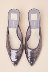 Cleo Smoke Sequin Pointed-Toe Mule Pumps