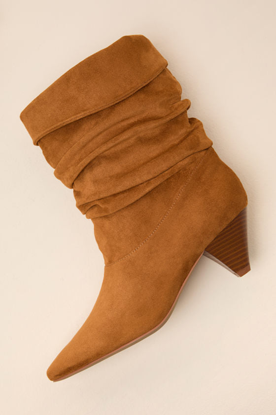 Carrie Tan Suede Slouchy Mid-Calf Boots