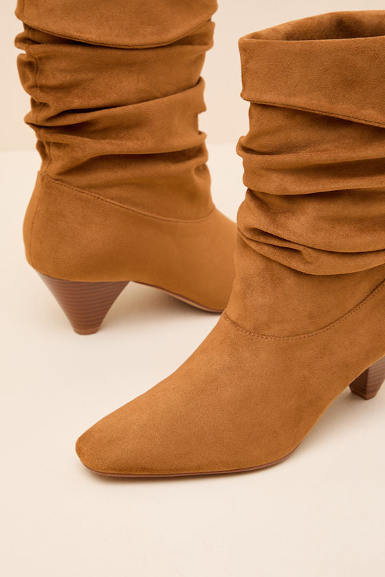 Carrie Tan Suede Slouchy Mid-Calf Boots