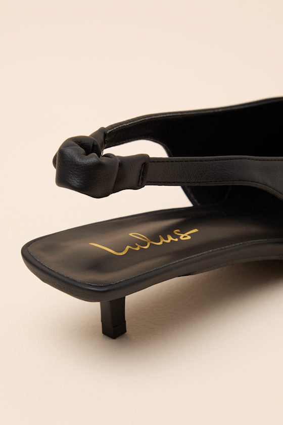 Josefina Black Studded Pointed-Toe Slingback Pumps
