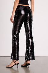 Christella Black Sequin Low-Rise Flare Pants