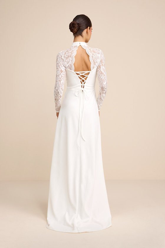 Keeley Lace Mock Neck Long Sleeve Maxi Dress