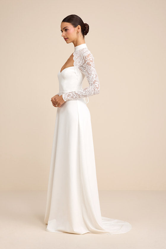 Keeley Lace Mock Neck Long Sleeve Maxi Dress