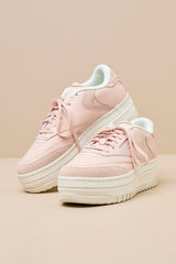 Club C Extra Bleached Peach Leather Flatform Sneakers