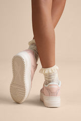Club C Extra Bleached Peach Leather Flatform Sneakers