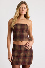 Annette Brown Plaid Mid-Rise Mini Skirt