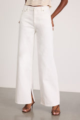 Wanderer White Split Hem Wide-Leg Jeans