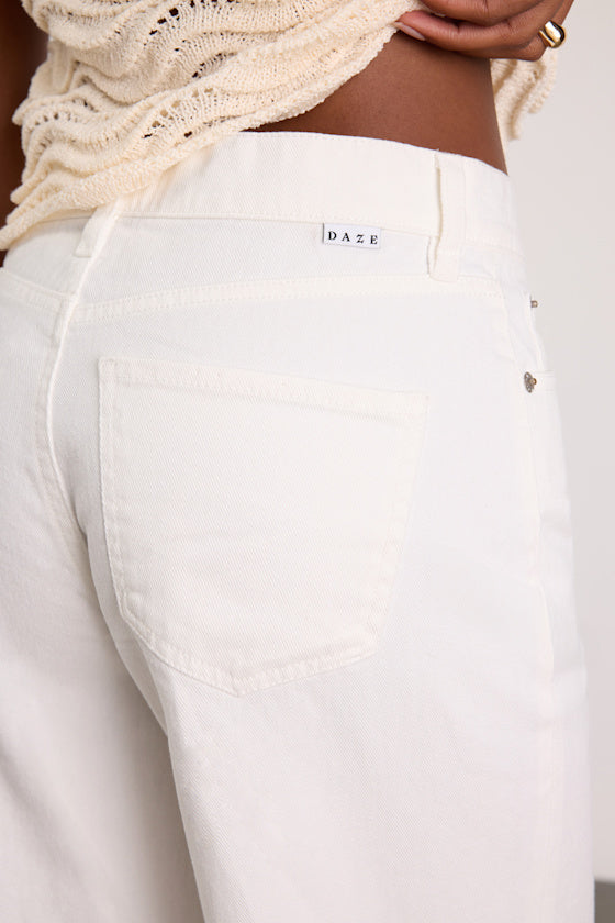 Wanderer White Split Hem Wide-Leg Jeans