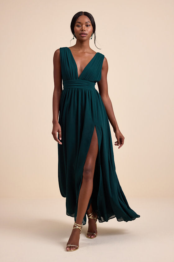 Heavenly Hues Emerald Green Maxi Dress