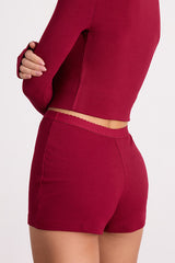 Rimsley Wine Red Ribbed Knit Boxer Lounge Shorts