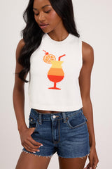Milo White Multi Graphic Sweater Tank Top