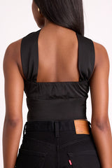 Jassana Black Satin Scarf Crop Top