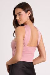 Jassana Dusty Rose Satin Scarf Crop Top