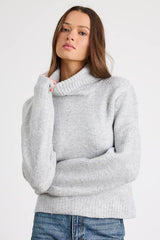 Meet Cozy Heather Grey Knit Long Sleeve Turtleneck Sweater