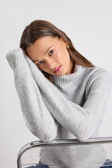Meet Cozy Heather Grey Knit Long Sleeve Turtleneck Sweater