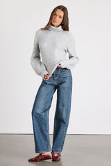 Meet Cozy Heather Grey Knit Long Sleeve Turtleneck Sweater