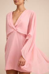 Jolia Light Pink Cape V-Neck Mini Dress