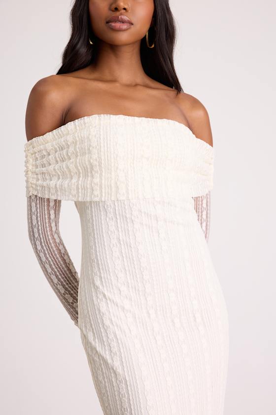 Eulalie Cream Lace Off-the-Shoulder Maxi Dress
