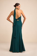 Miselle Emerald Green Mock Neck Maxi Dress