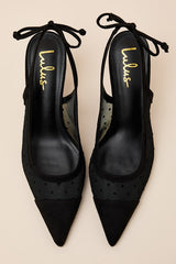 Lacey Black Polka Dot Mesh Pointed-Toe Slingback Pumps