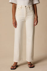 Ribcage White Denim Straight Ankle Jeans