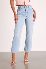 Ribcage Light Blue Denim Straight Ankle Jeans