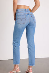 Wedgie Straight Light Blue Cropped High-Rise Jeans
