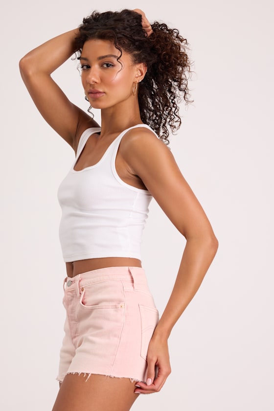501 Original High Rise Light Pink Cutoff Denim Shorts