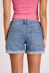Sunny Dreams Medium Wash Mid-Rise Cuffed Shorts