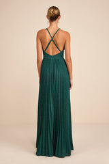 Especially Stunning Emerald Green Sparkly Pleated Maxi Dress