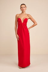Thula Red Cutout U-Bar Column Maxi Dress