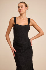 Celeste Black Burnout Bustier Maxi Dress