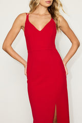 All This Allure Red Strappy Backless Midi Dress
